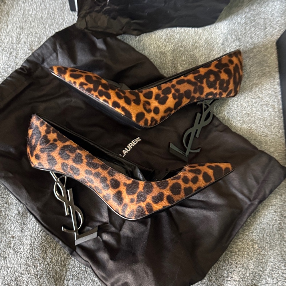 Saint Laurent pony spot/nero lúcido manto naturale  Fur YSL heels size 36